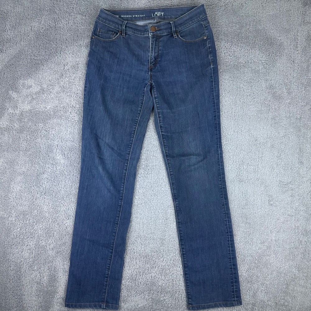 Ann‎ Taylor LOFT Modern Straight Jeans Womens 4 27 Blue Medium Wash Mid Rise